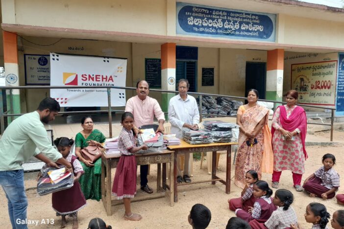 Distributed Note Books & Bags at ZPHS, Janampet